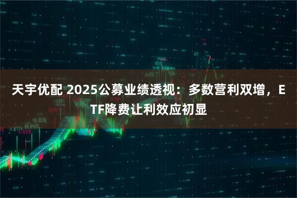 天宇优配 2025公募业绩透视：多数营利双增，ETF降费让利效应初显